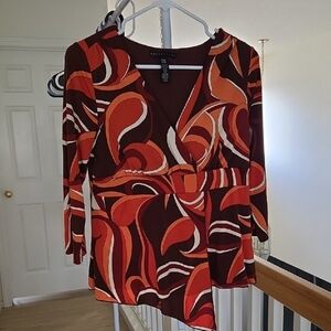 Apostrophe Women's Blouse - Red and Orange Swirl